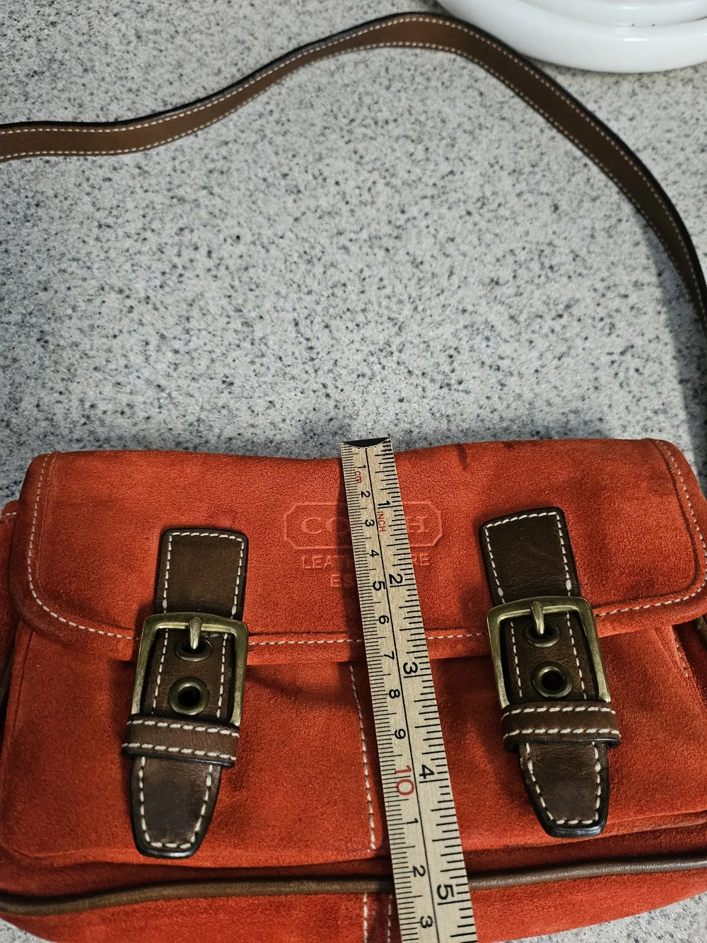 Coach Vintage Y2K Orange Suede Crossbody Bag (F3O-9358)